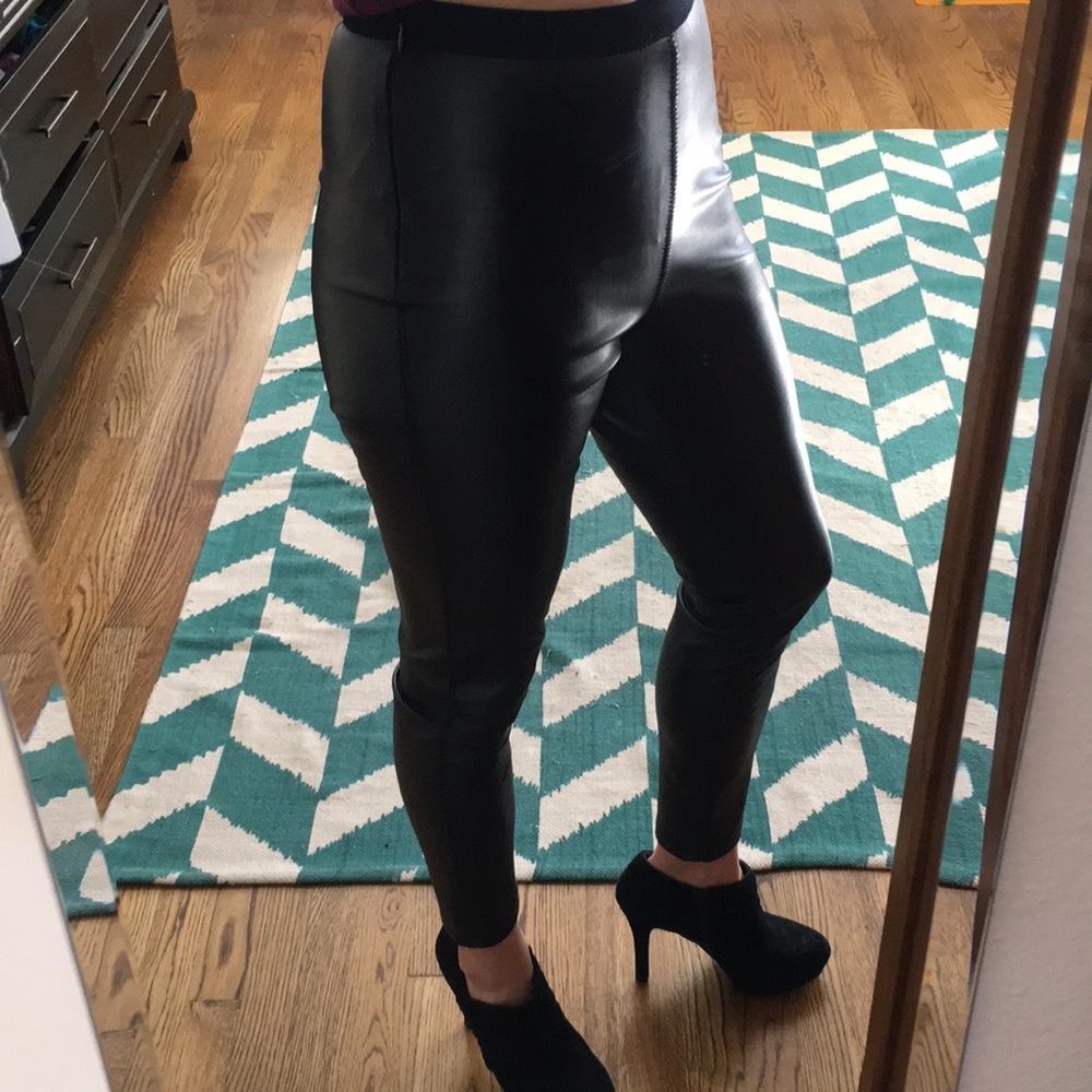 Faux black leather pants